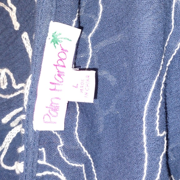 Palm Harbor Embroidered Lace Tunic Top Size Large Blue and White - Picture 7 of 9